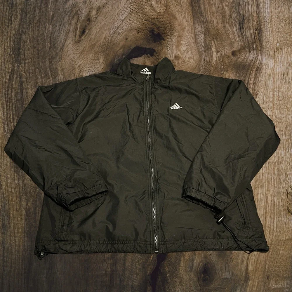 Vtg Adidas Reversible Windbreaker Track Jacket Black‎ Large
